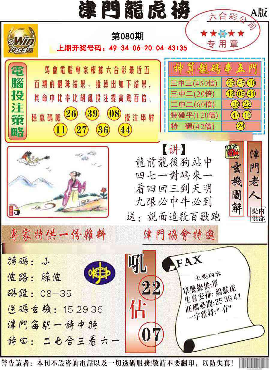 080期津门龙虎榜A[图]